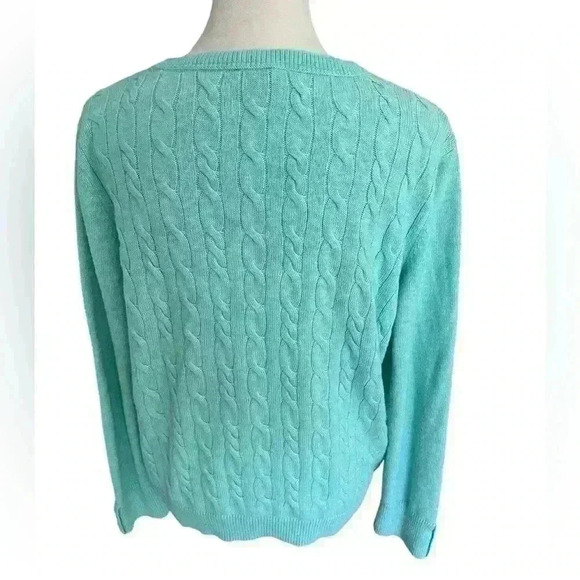 Talbots Crewneck Sweater Women’s XL Seafoam Green Cableknit - Picture 2 of 7